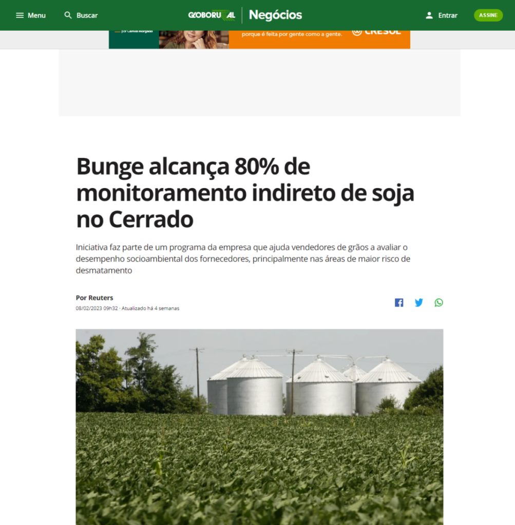Parceria realizada por cliente da agência é publicada no Globo Rural